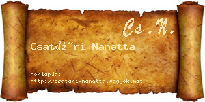 Csatári Nanetta névjegykártya